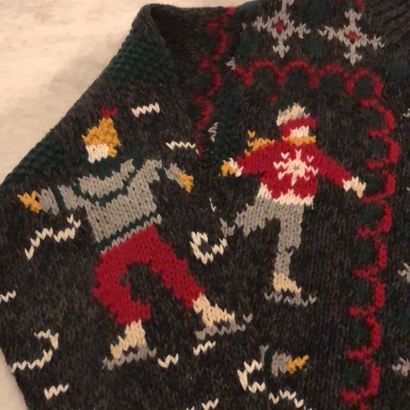 Eagle’s Eye Ice Skating Vintage Christmas Sweater Zip Front Womens Size Medium - Picture 3 of 15